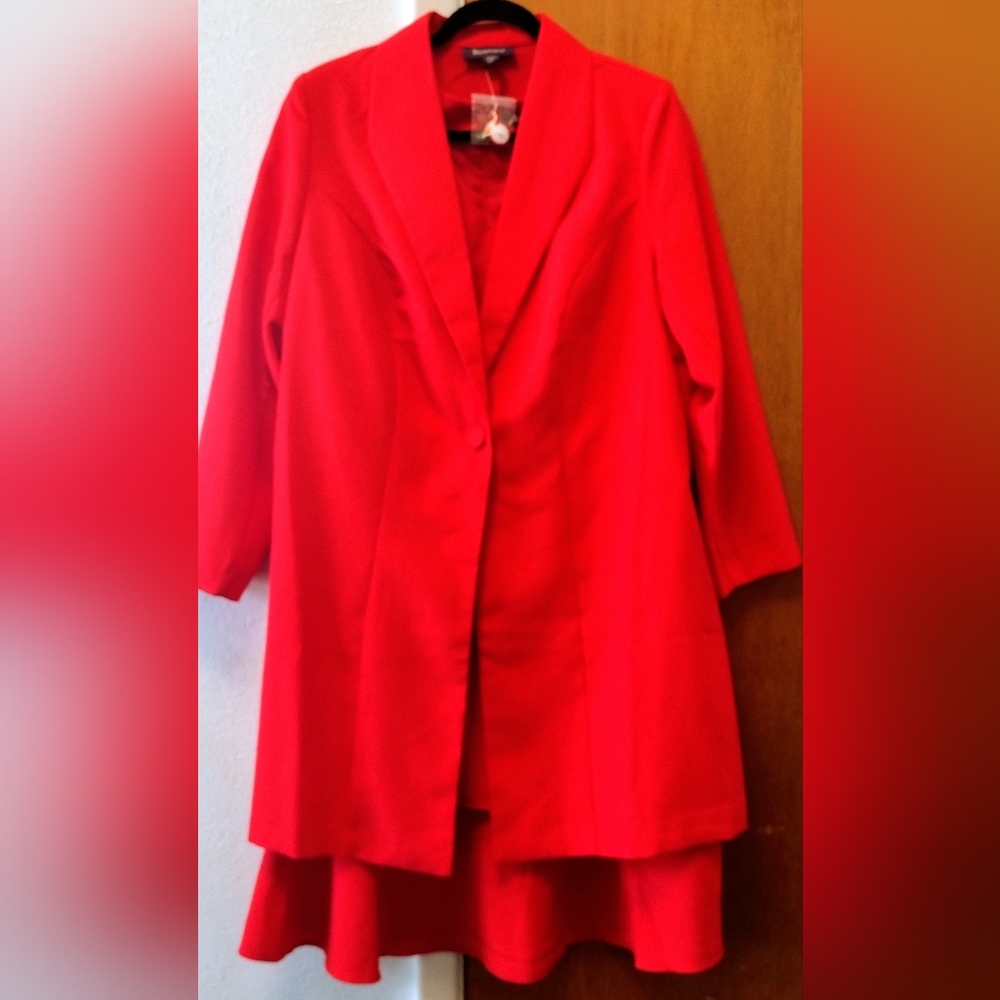 Roman's Red Two Piece Modest Maxi Dress and Jacket Set.